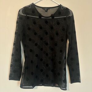 Zara Polka Dot Sheer Mesh Long-Sleeve Top